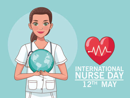 nurse day lettering with heartのイラスト素材