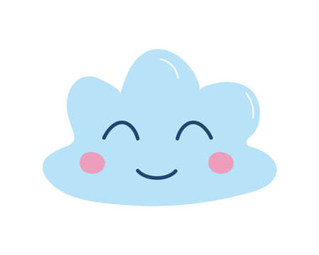 kawaii cloud doodle style iconのイラスト素材