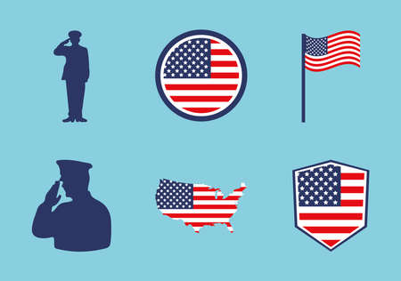 six memorial day set iconsのイラスト素材