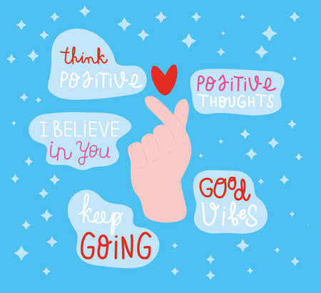 letterings and hand with heartのイラスト素材