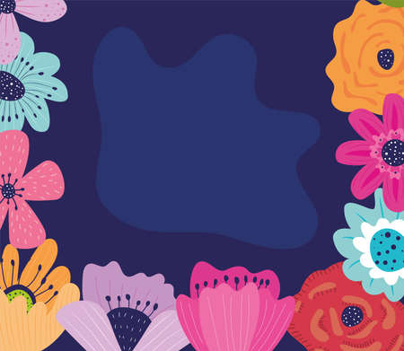 flowers garden nature frame iconsのイラスト素材