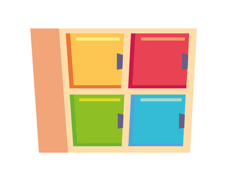 wooden nursery shelf forniture iconのイラスト素材