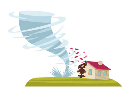 twister and house natural disasterのイラスト素材