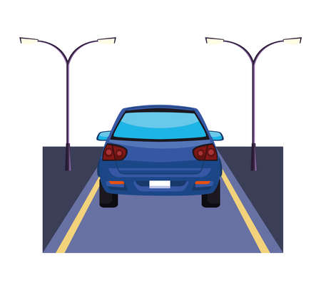 car in road urban sceneのイラスト素材