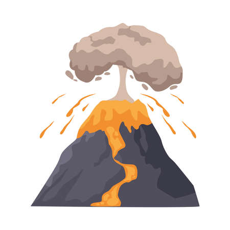 volcano eruption scene natural disasterのイラスト素材
