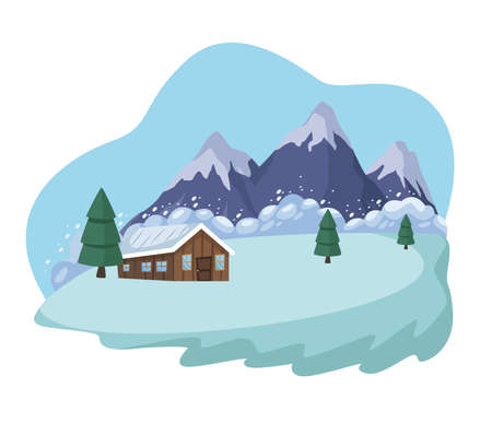 snow avalanche natural disaster sceneのイラスト素材