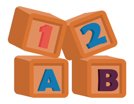 wooden cubes toys education icon