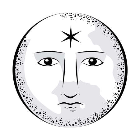 fullmoon with face astrology iconのイラスト素材