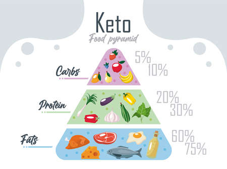 keto diet pyramid infochart iconsのイラスト素材