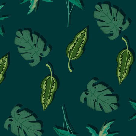 green color leafs pattern backgroundのイラスト素材