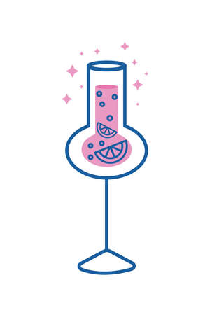 tropical drink pink with fruitsのイラスト素材