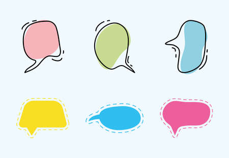 text balloons set six iconsのイラスト素材