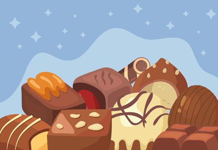various chocolates candies delicious icons