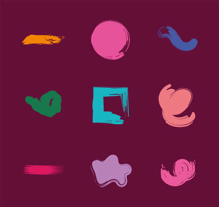 brushes colors nine paint iconsのイラスト素材