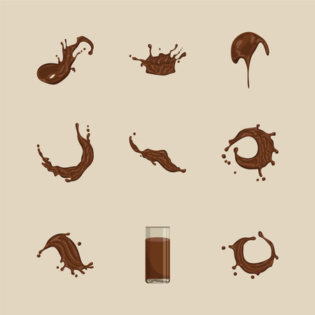 sweet nine liquids chocolates iconsのイラスト素材