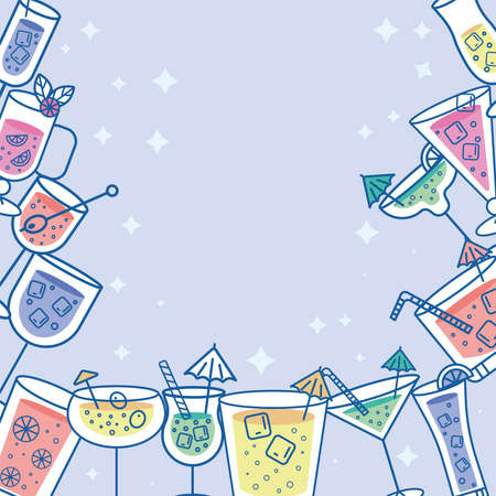 tropical drinks frame set iconsのイラスト素材