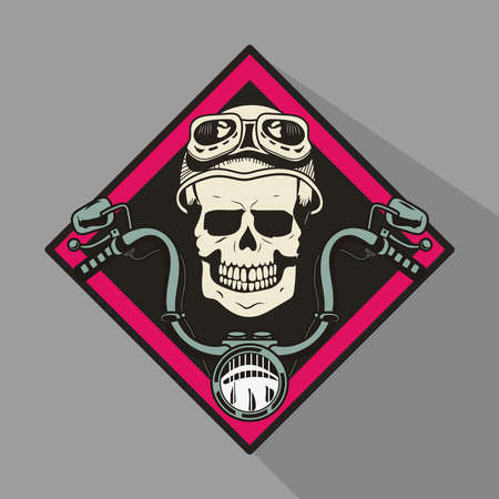 skull motorbiker with helmet stickerのイラスト素材