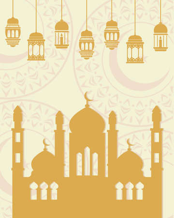 lamps hanging and muslim mosqueのイラスト素材