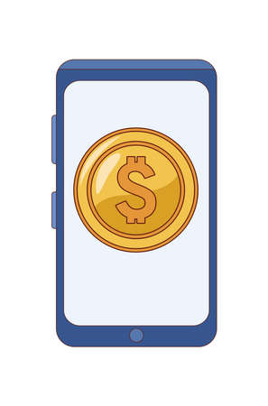 coin in smartphone device iconのイラスト素材