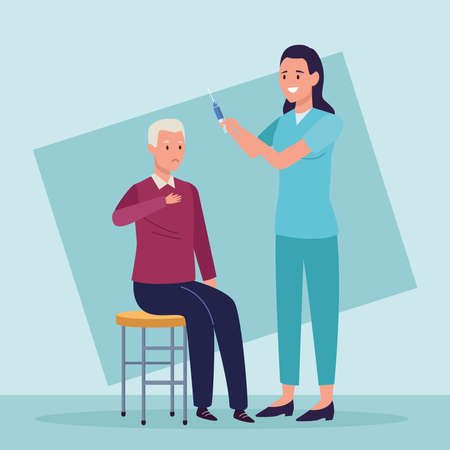 elder and nurse alzheimers charactersのイラスト素材