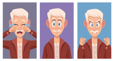 three old men with alzheimers symptomsのイラスト素材
