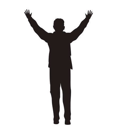 man black celebrating silhouette characterのイラスト素材