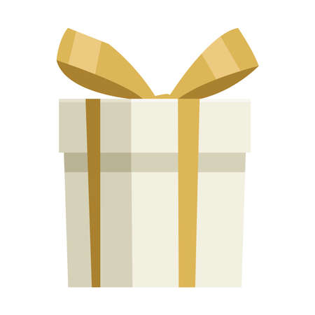 gift white with golden bowのイラスト素材