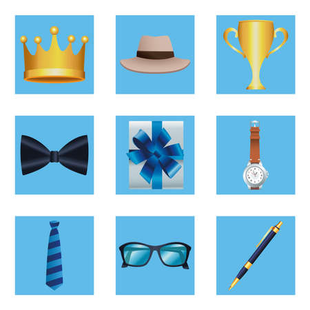 nine fathers day set iconsのイラスト素材