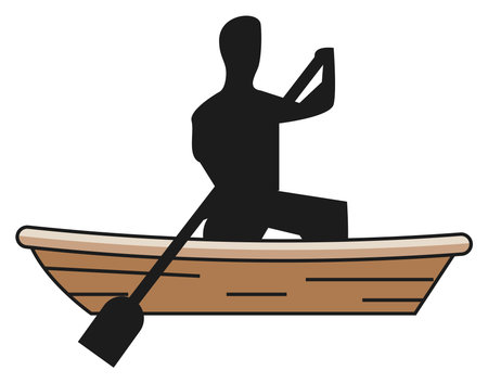 man practicing rafting silhouette iconのイラスト素材