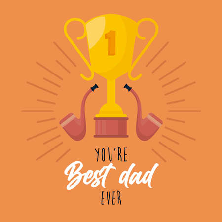 best dad lettering with trophyのイラスト素材