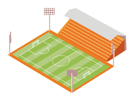 soccer field and grandstand isometric styleのイラスト素材