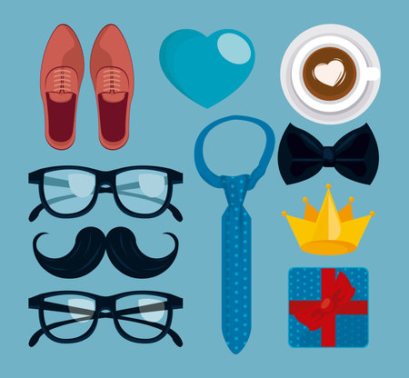 happy fathers day with bundle iconsのイラスト素材