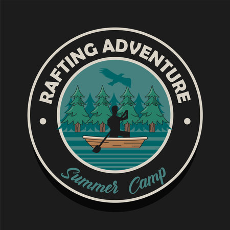 summer camp patch with aquatic adventureのイラスト素材