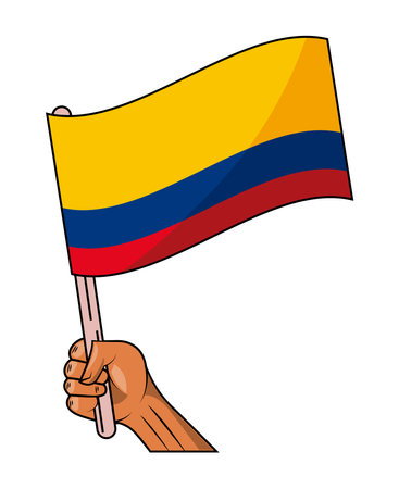 colombia flag wavingのイラスト素材
