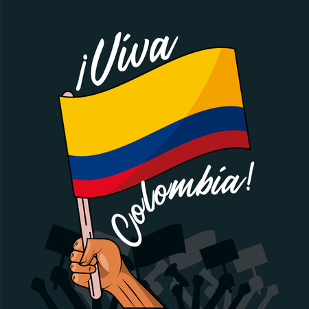 hand waving flag in poleのイラスト素材