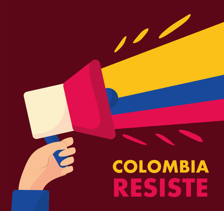 megaphone with colombian flagのイラスト素材