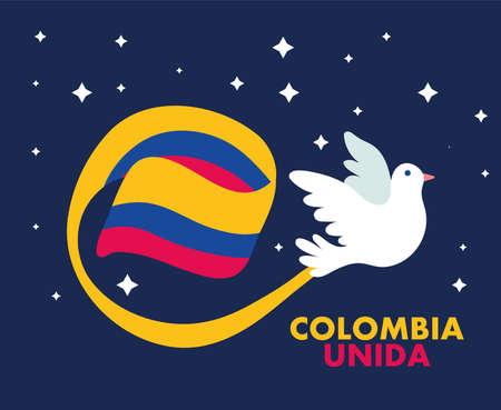 dove with flag colombianのイラスト素材