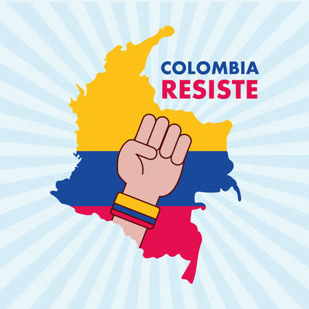 colombian map with fistのイラスト素材