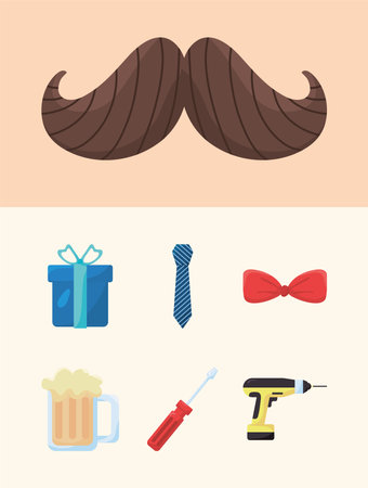 fathers day seven iconsのイラスト素材