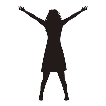 woman celebrating silhouetteのイラスト素材