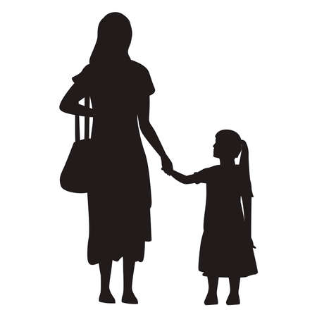 mother and daughter standingのイラスト素材