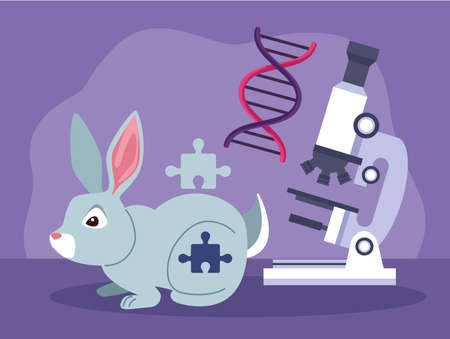 genetic testing rabbitのイラスト素材
