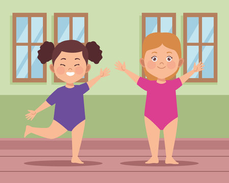 girls dancing balletのイラスト素材