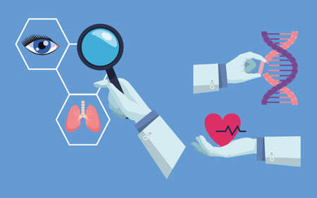 three genetic testing iconsのイラスト素材