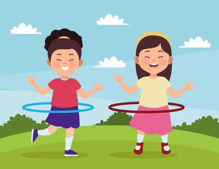 girls playing charactersのイラスト素材