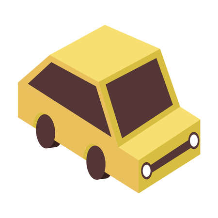 yellow car isometricのイラスト素材