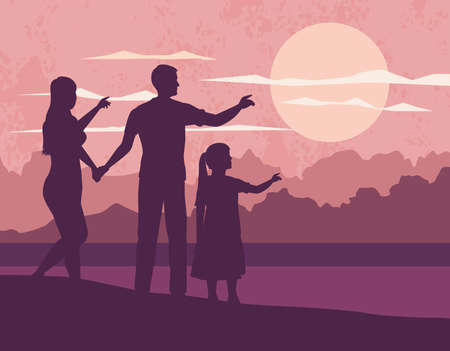 parents with daughterのイラスト素材