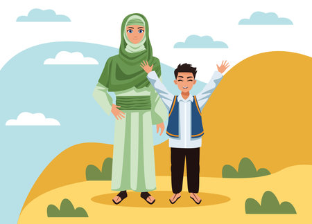 children muslim coupleのイラスト素材