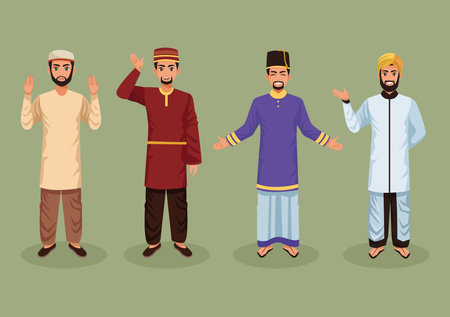 four muslim personsのイラスト素材