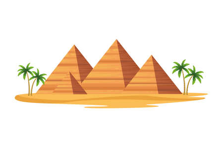 pyramids desert sceneのイラスト素材